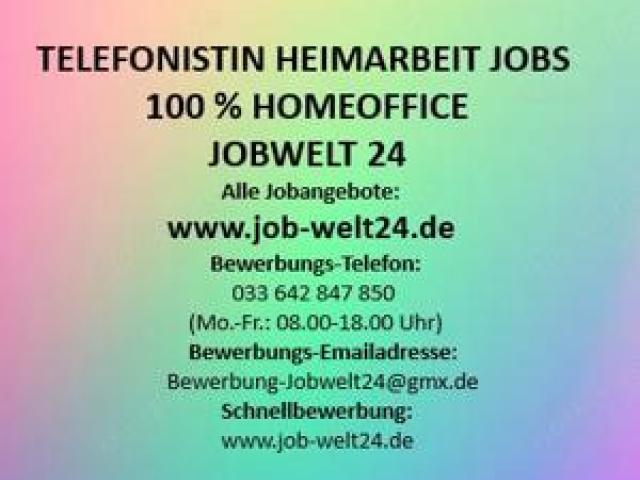 Heimarbeit Homeoffice Job als Telefonistin Arbeit von zu Hause Herford und ü-all Verdienst b. 43,20 - 1